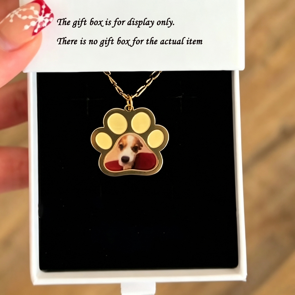 Name Necklace Custom - Personalized Pet Paw Colors Print Photo