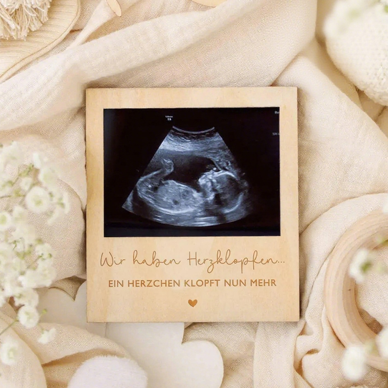 Engraved Wood Frame - Ultrasound Pregnancy Announcement Sign Wooden Photobooth