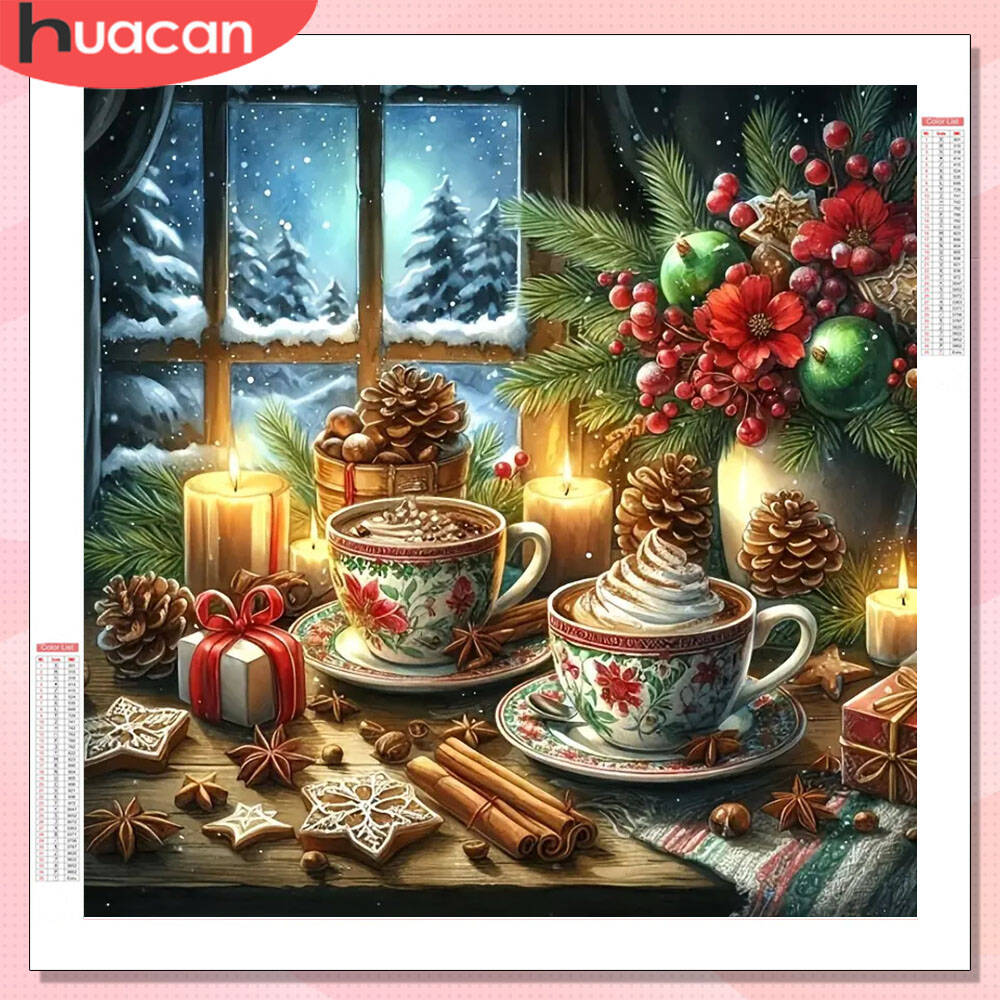 Photo Mosaic Print - HUACAN Diamond Painting Coffee Cup Christmas
