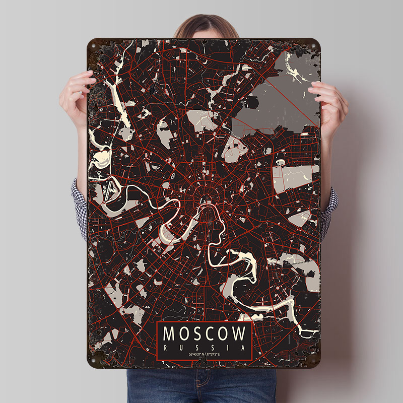 Moscow City Map Vector Metal P - Custom Map Poster recension och pris
