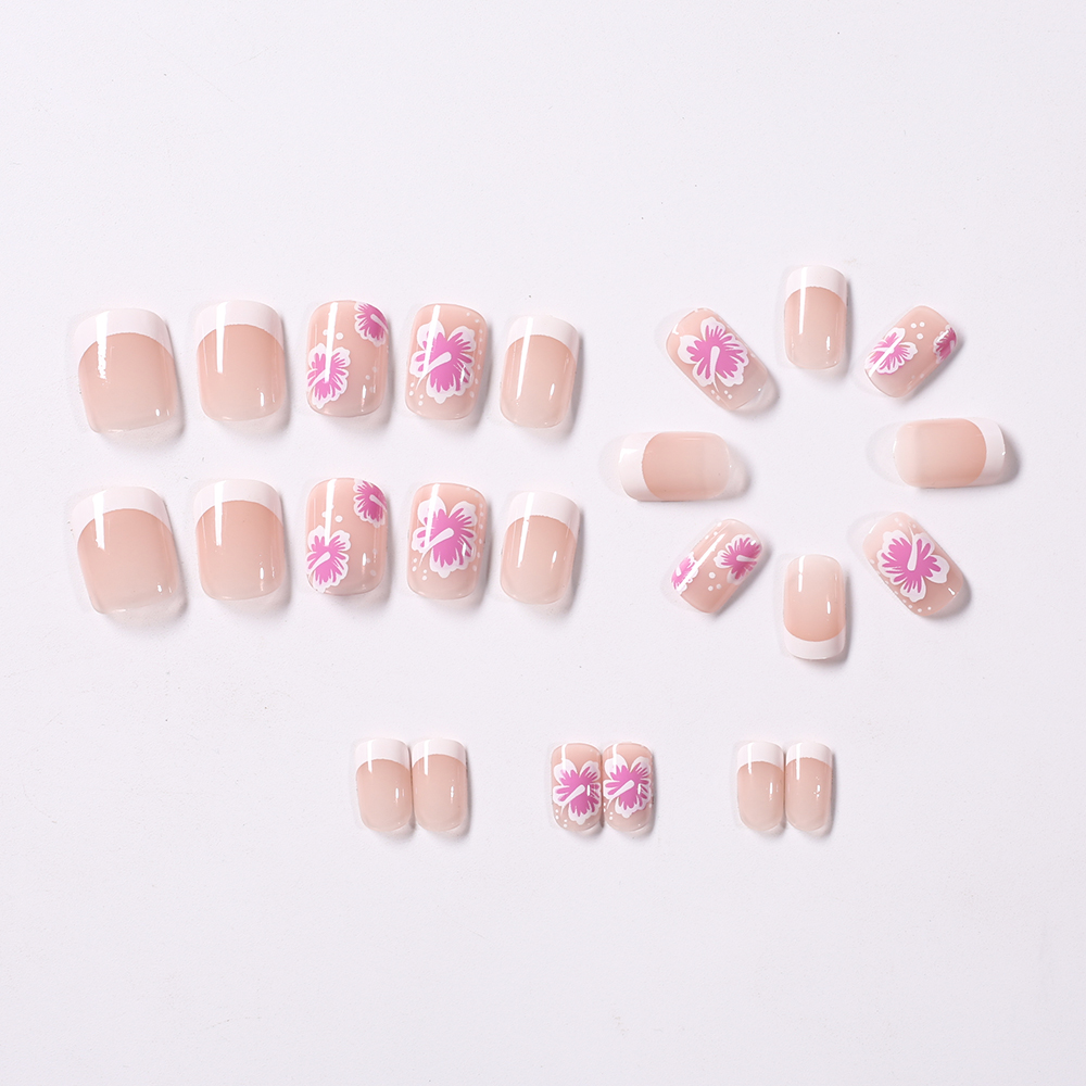 24Pcs French Flower False Nail - Pressed Flower Art recension och pris